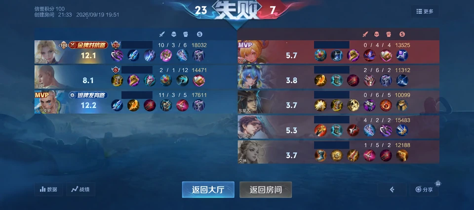 王者荣耀队内赛截图